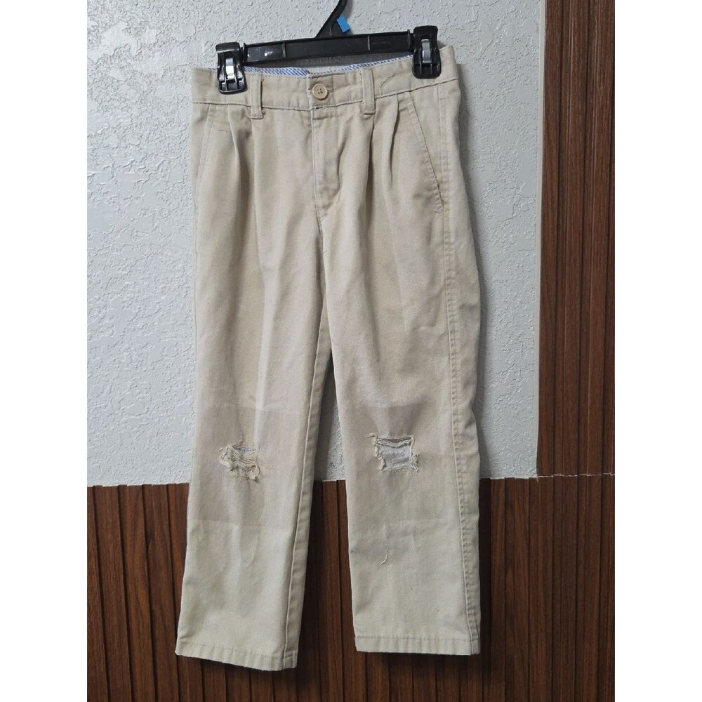 Tommy Hilfiger Beige Khaki Straight Pants with Knee Rips